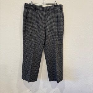 J. Crew Houndstooth Wool Trousers Womens 12 Grey Dress Pants Dark Academia